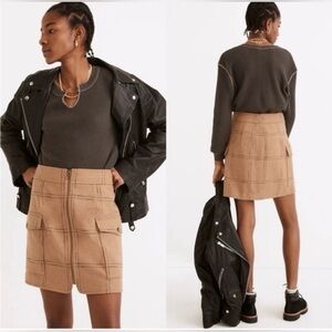 Madewell (Re)Sourced Zip-Front Mini-Skirt in Windowpane Plaid Wool Blend Skirt